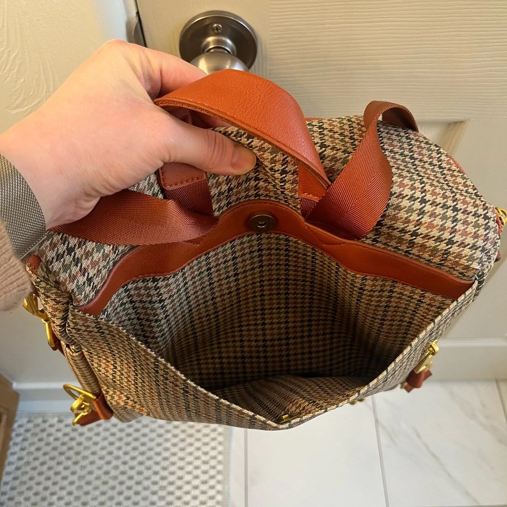 Fawn Design | The Mini | Houndstooth Diaper Bag Backpack with Gold Accents - Picture 5 of 5